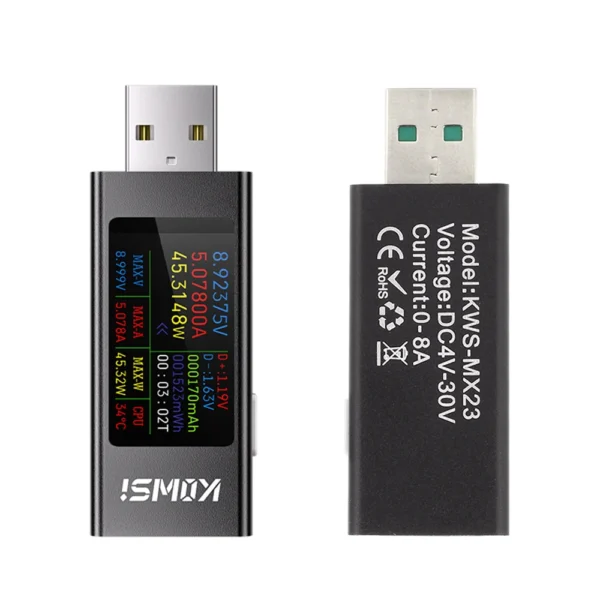 KWS-MX23 HD 1.06 inch IPS Display Multi-function USB Tester Voltage Ammeter Power Meter DC 4-30V 0-8A USB Tester Multimeter