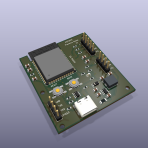 ESP32S Presence Radar R1 mainboard — KiCad 3D render; not a product photograph